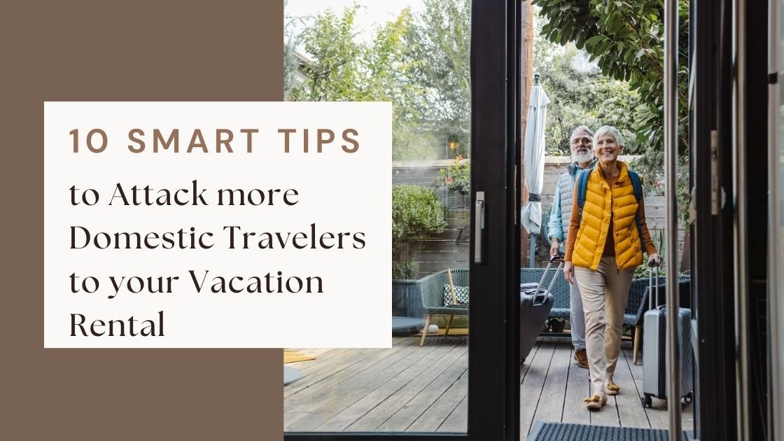 Elderly couple entering a vacation rental with luggage, highlighting tips for attracting domestic travelers.